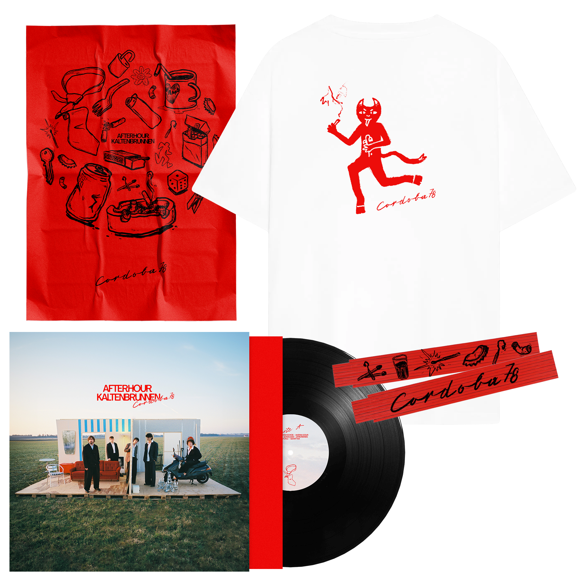 Bundle: Vinyl Album "Afterhour Kaltenbrunnen" + Poster + Meterstab + T-Shirt